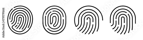 Biometric fingerprint identification icons set, security symbol