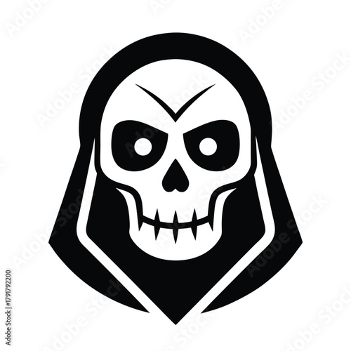 Grim Reaper skull icon with hooded silhouette