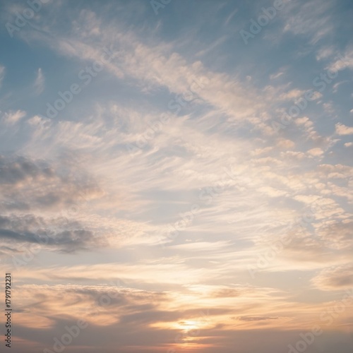 Soft Pastel Sunset or Sunrise Sky with Wispy Cirrus Clouds Texture 