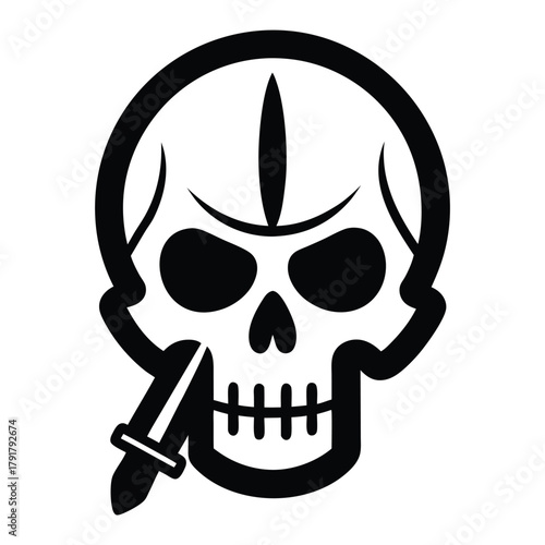 Stylized skull with knife and third eye symbol