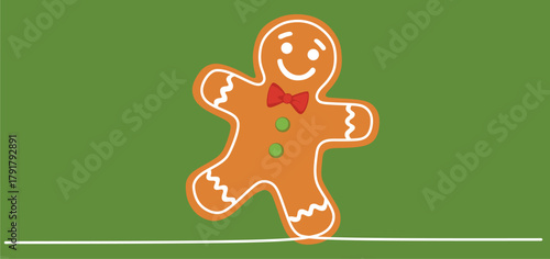 Happy Gingerbread Man with Bow Tie Illustration