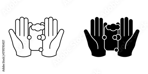 icon washing both hands icon vector