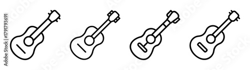Four simple outline ukulele icons for music and leisure designs