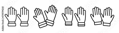 Outline icons of work safety gloves for protection and hygiene
