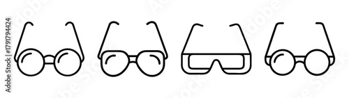 Eyewear line icons set. various glasses, spectacles, and goggles.