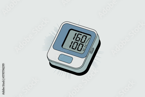 High Blood Pressure Reading on Digital Monitor (160/100)
