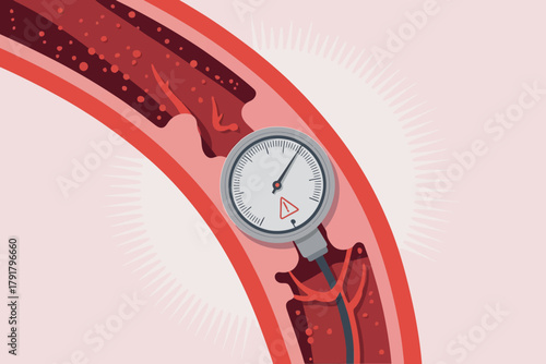 High Blood Pressure Gauge Inside Artery
