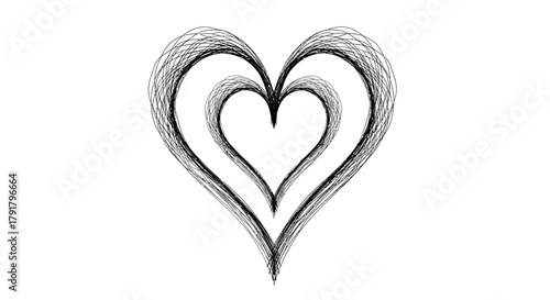 A beautiful hand-drawn illustration featuring three nested heart shapes, rendered with a delicate, textured sketch effect, symbolizing deep love and affection.