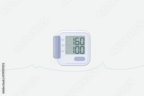 High Blood Pressure Reading on Digital Monitor (160/100)