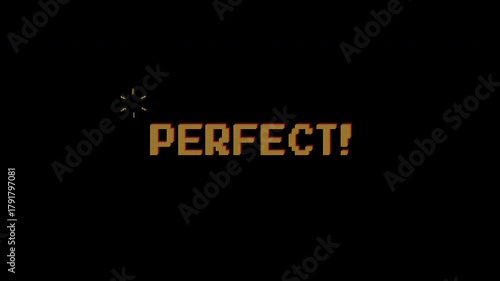 Perfect! text animation on 8 bit retro game black background. 4k video. Suitable for your video game content, Vintage Arcade Games or Vintage Arcade Games.