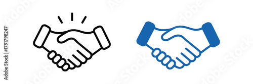 Business Agreement Handshake Icon Set in Multiple Styles – Professional Partnership, Collaboration, Deal, and Friendly Greeting Symbols for Apps, Websites, and Corporate Design