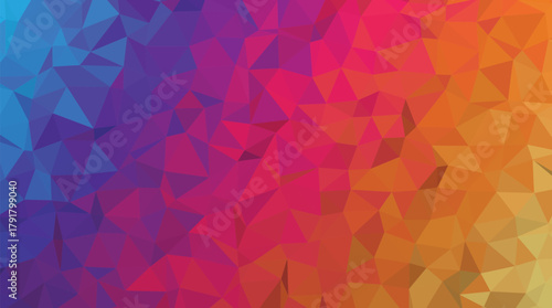 Geometric Low Poly Blue Purple Orange Triangles Background