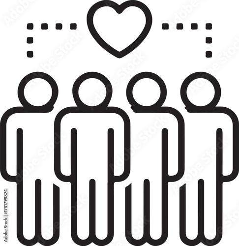 Belonging icon with heart for community concept