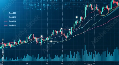 Stock market chart with uptrend financial data analysis for investment business and finance concept