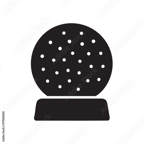 Simple black and white illustration of a crystal ball on a base