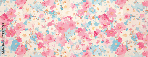 부드러운 파스텔 톤의 벚꽃 패턴 배경, 봄의 화사함과 섬세함을 표현한 벡터 일러스트