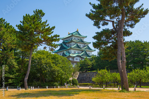 Nagoya Castle main keep (Tenshu) building. Nagoya Castle is a Japanese castle in historic city of Nagoya, Aichi Prefecture, Japan. It's one of the most famous castle in Japan. 