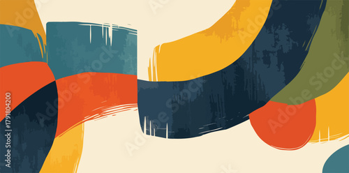 추상적인 모양과 질감이 있는 다채로운 기하학적 패턴, 현대적인 디자인 배경.