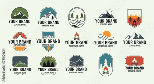 Collection of Outdoor Adventure and Nature-Inspired Logo Designs.