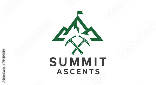 Summit Ascents logo featuring mountain peaks and crossed ice axes representing adventure.