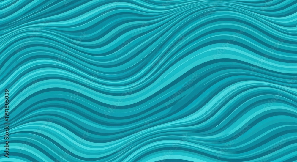 Fototapeta premium Abstract teal and aqua wavy lines pattern