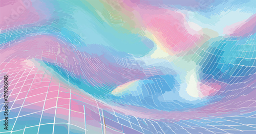 부드러운 파스텔 색상의 추상적인 파도 모양의 배경, 몽환적이고 아름다운 그래픽 리소스