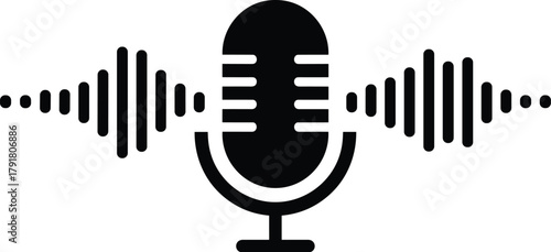 Microphone with Sound Wave Visualization audio music