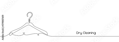 One continuous drawing of hanger sign. Concept symbol for dry cleaning and laundry service in simple linear style. Vector illustration eps 10