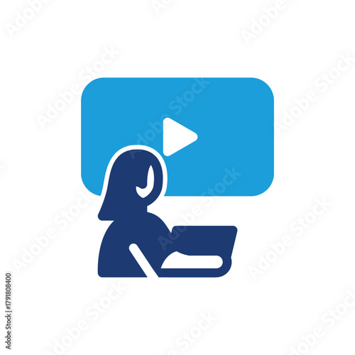 Video tutorial colored icon vector design good for web or mobile app