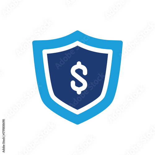 Dollar with shield colored icon vector design good for web or mobile app