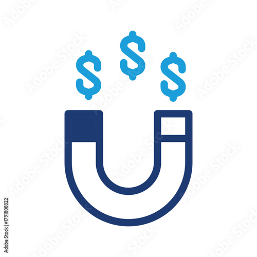 magnet with money symbol colored icon vector design good for web or mobile app