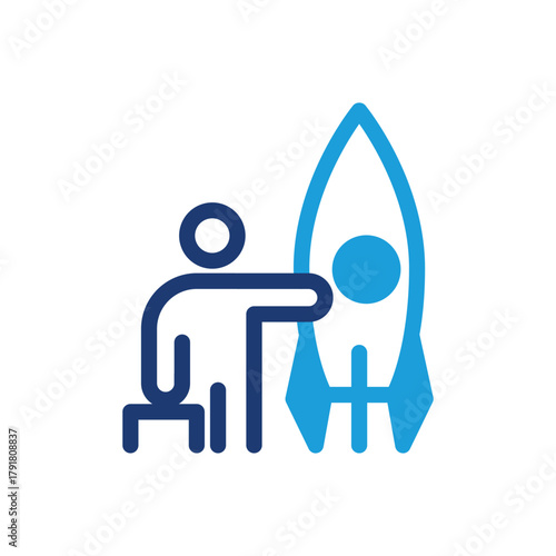 Businessman launches rocket colored icon vector design good for web or mobile app