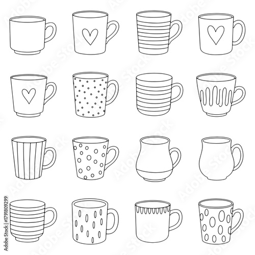 Mug line art collection