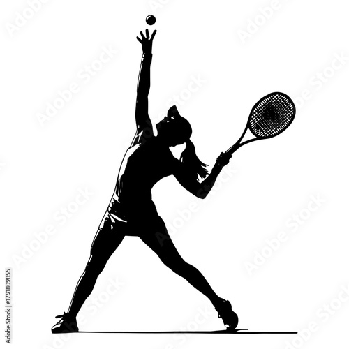 Tennis player serving