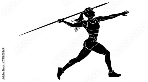 Javelin thrower woman silhouette