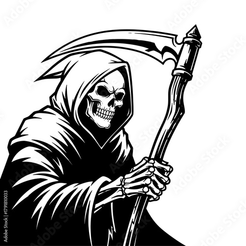 Grim reaper with scythe illustration