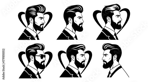 Bearded man profile vector icon