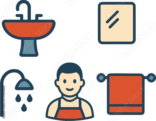 bathroom with flat design style, eps 10 illustration