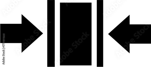 Compression icon showing two arrows pushing towards a rectangle vector illustration for data reduction or file compression concepts