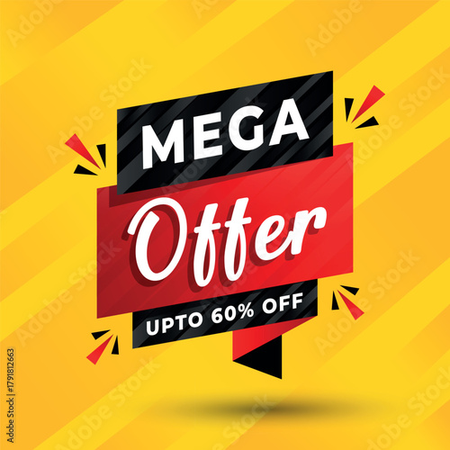 Dynamic Mega Offer Sale Banner with Up to 60 off Discount