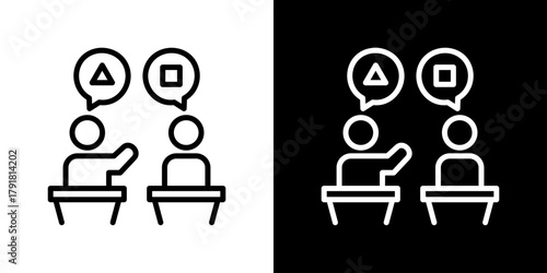 Debate  Icon Set. Clean Line Design With Light And Dark Versions For Versatile Use. 