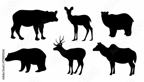 Striking animal silhouettes for bold designs, perfect for branding, wildlife conservation campaigns, and impactful nature-themed projects. Originally created as a vector.