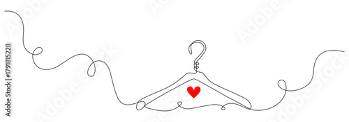 One continuous drawing of hanger sign. Concept symbol for dry cleaning and laundry service eps 10