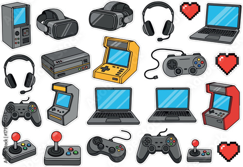 Gaming Equipment and Accessories A Collection of Retro and Modern Devices.