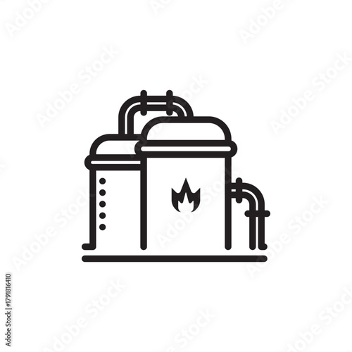 Gas compressor station icon symbolizing pressurized gas handling and flow control, representing specialized oil and gas infrastructure, modern utility pumping, and industrial transport systems.