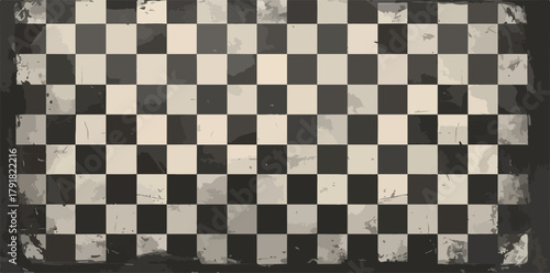빈티지 체스판 패턴의 추상적인 질감 배경, 흑백 격자 무늬와 낡은 느낌의 디자인