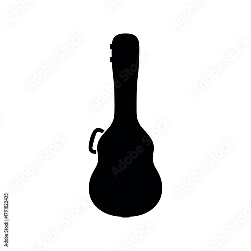 Black silhouette of a guitar case icon.