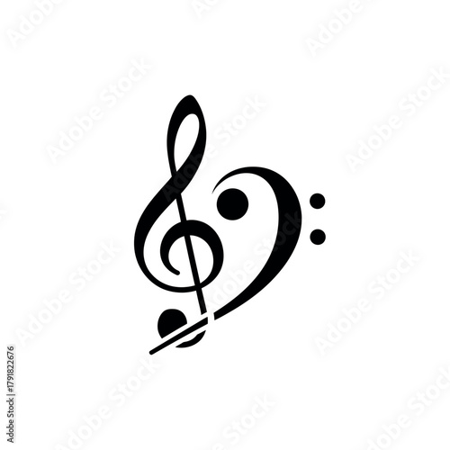 Musical symbols treble and bass clef.