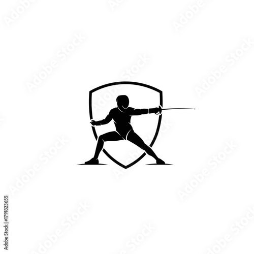 Fencing Logo Design Mascot Icon - Professional Fencer Sports Vector Illustration Graphic