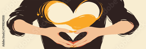 따뜻한 마음을 담아 하트 모양을 만드는 손길, 사랑과 나눔의 의미를 표현